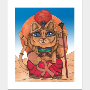 Sekhmet Egyptian Goddess lucky cat Posters and Art